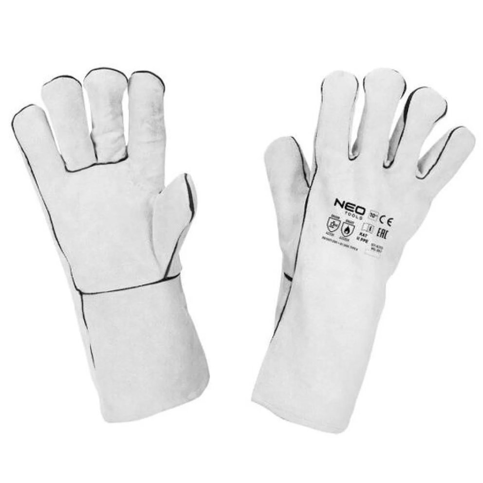 Рукавиці краги для зварки спілок білі, з кевларовою ниткою, NEO TOOLS